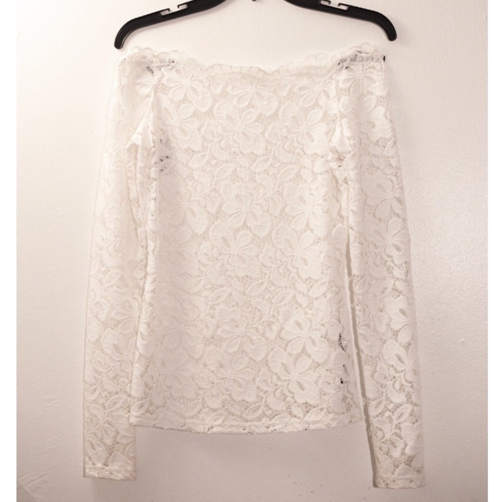 White Lace Off-Shoulder Top with Bandeau Top